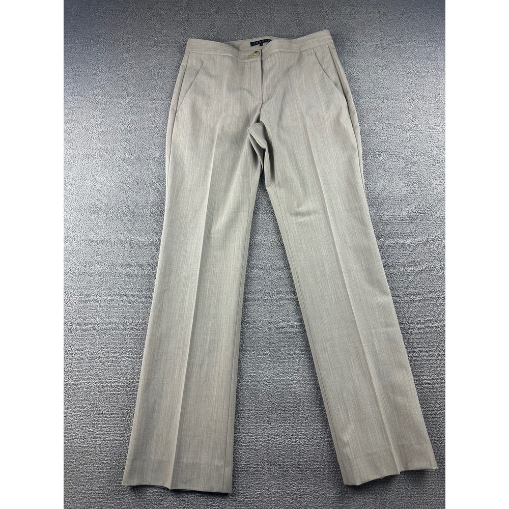 Y2K Theory Dress Pants Women 4 Beige Wool Low Rise Straight Leg USA Made Formal